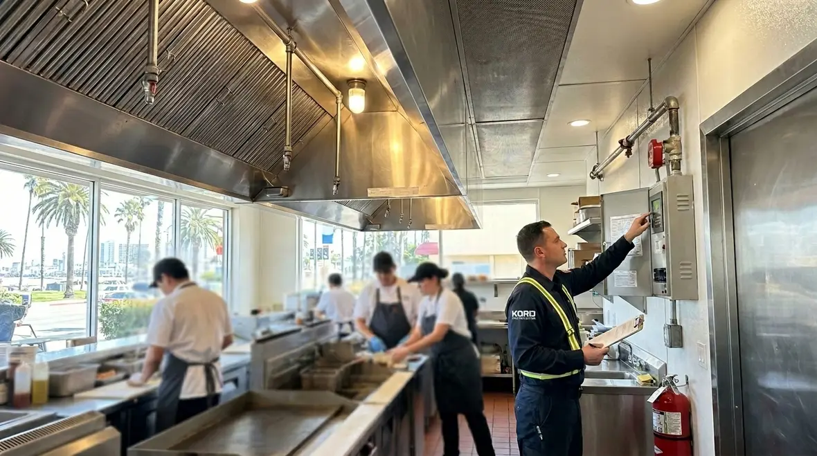 Kitchen fire suppression system in a Southern California commercial kitchen