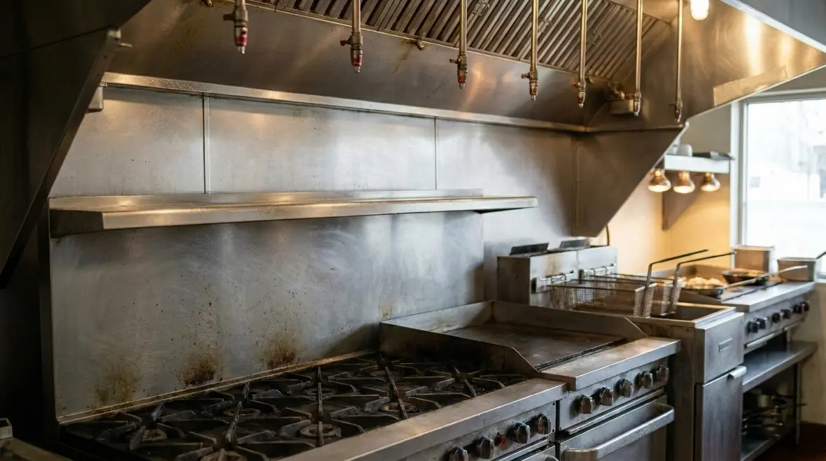 Kitchen suppression detection and control components under a commercial hood