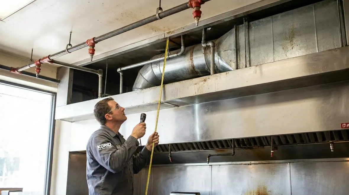 Commercial kitchen layout change affecting fire suppression coverage