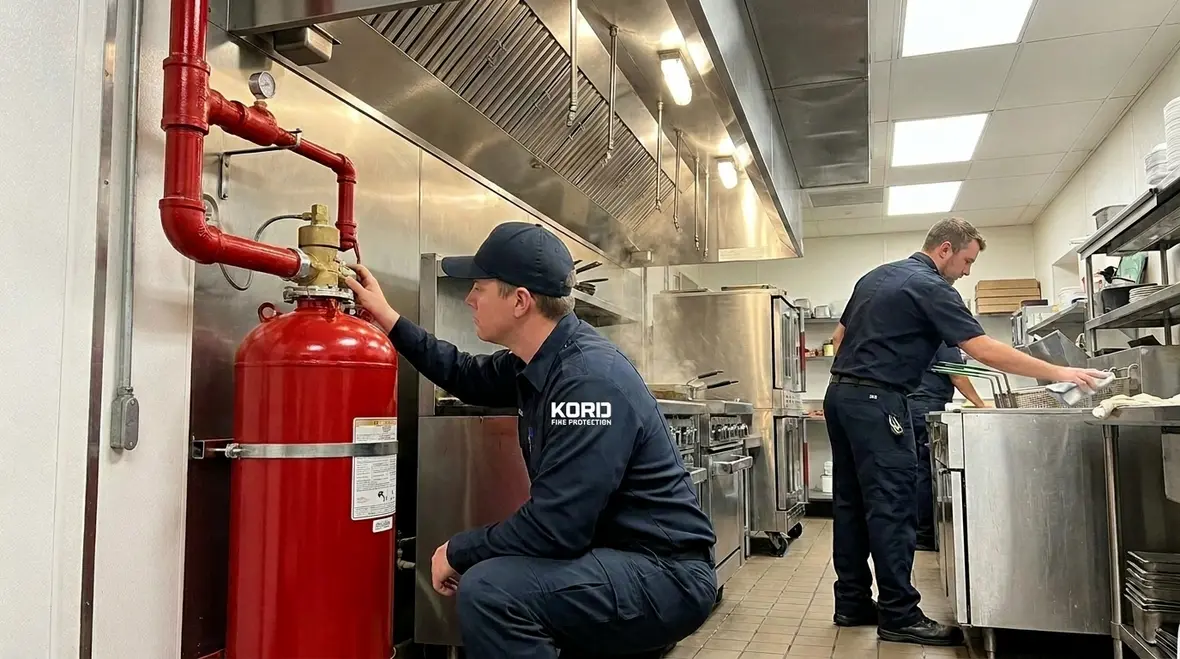 Kitchen suppression recharge service after activation in a commercial kitchen