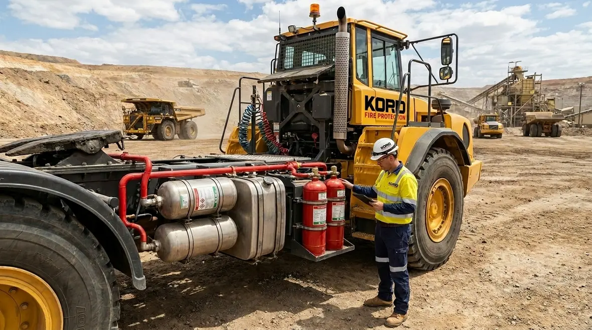 Mining equipment fire suppression protecting heavy machinery in harsh industrial conditions