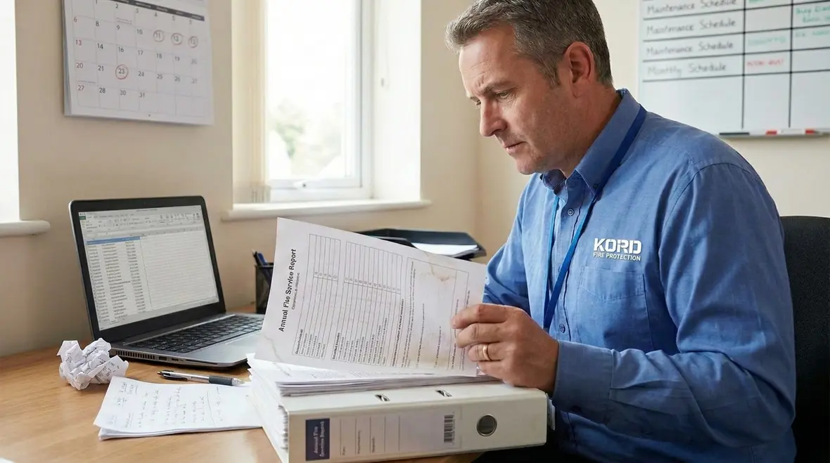 Fire protection compliance workflow and service documentation