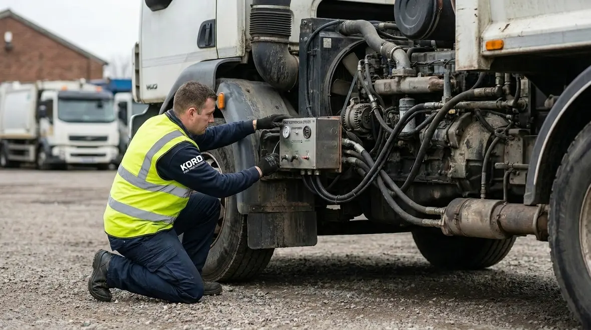 Waste vehicle fire suppression components and coverage points