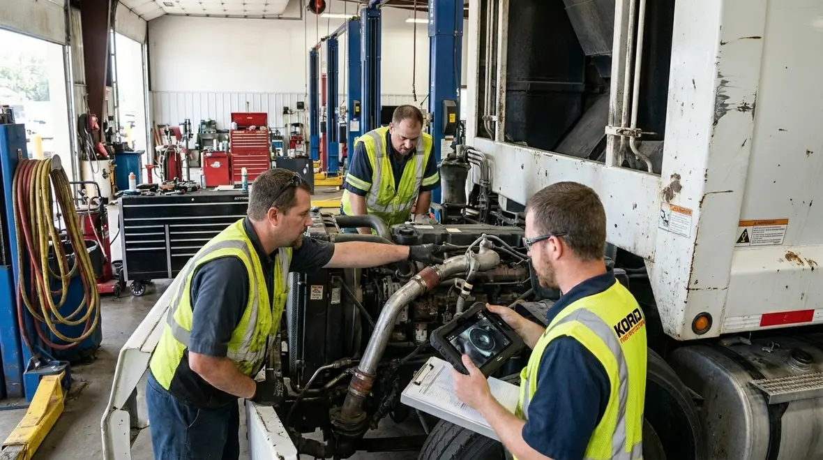 Refuse truck maintenance and fire risk inspection zones