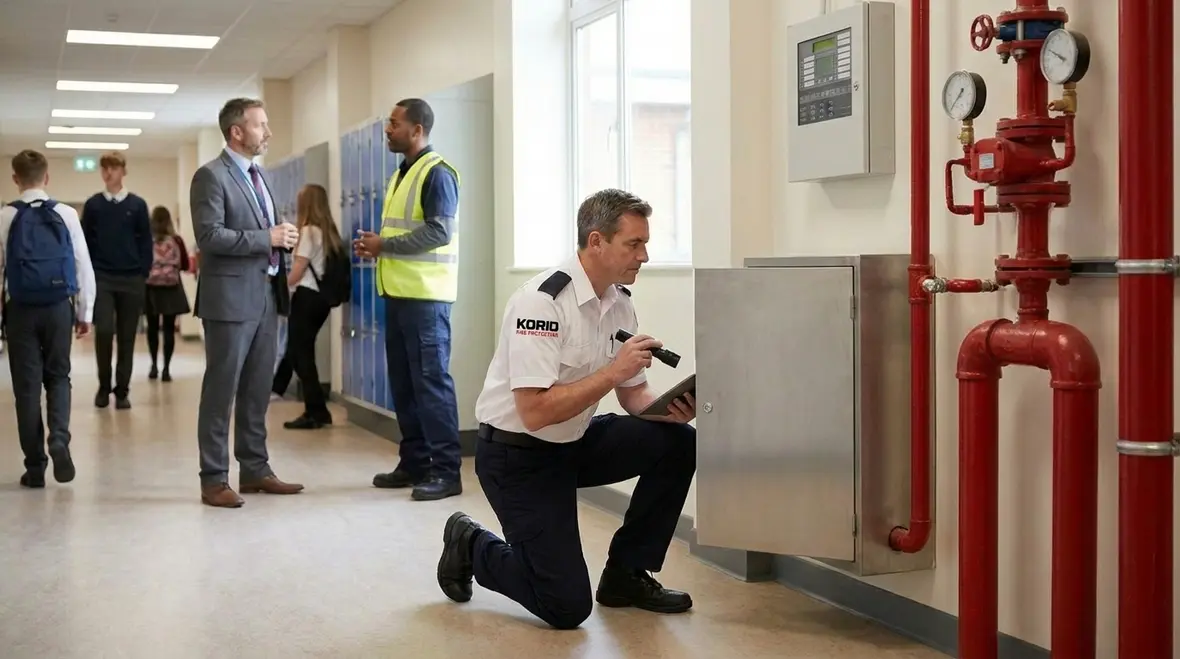 Inspection and installation review for school fire suppression system