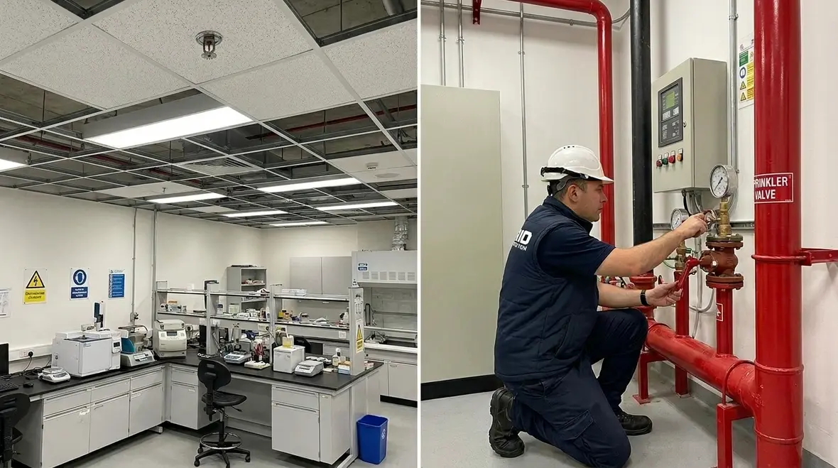 School fire suppression system protecting classrooms and labs