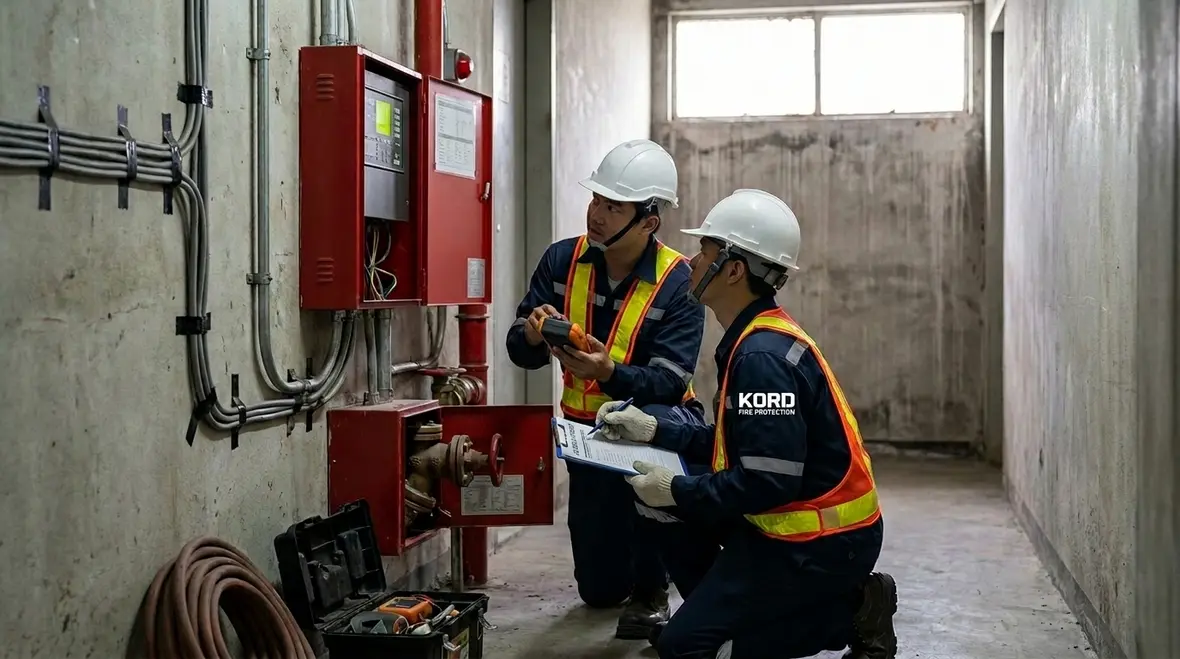 Commercial building fire system diagnostics and panel troubleshooting
