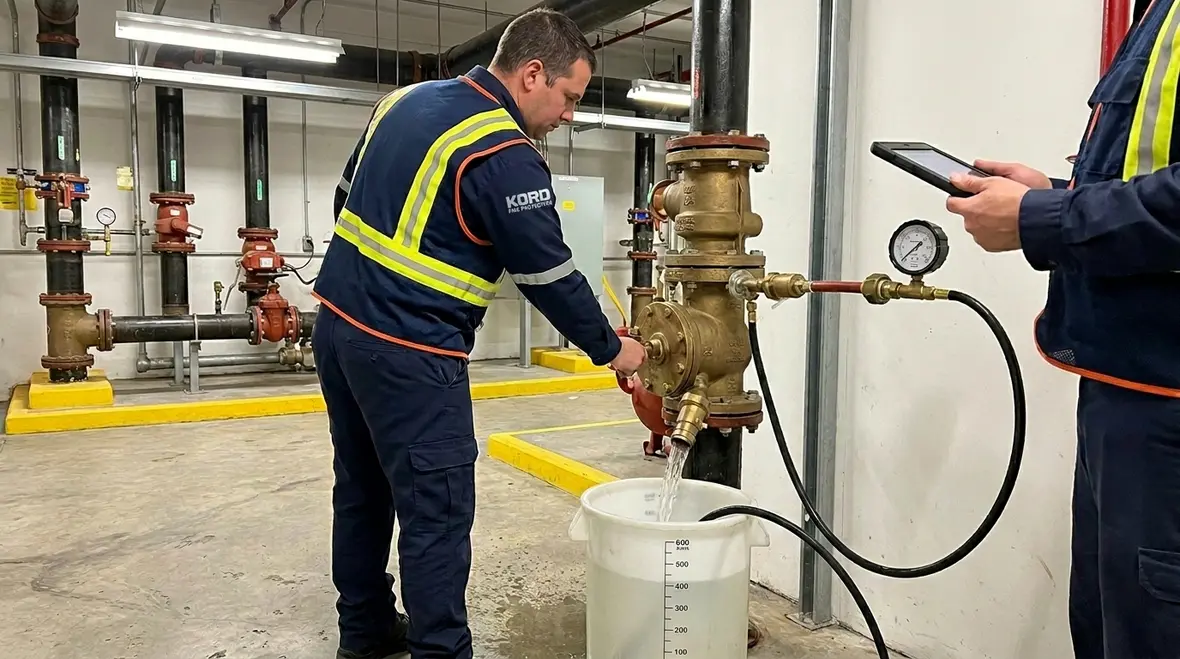 Standpipe system pressure testing in a commercial building