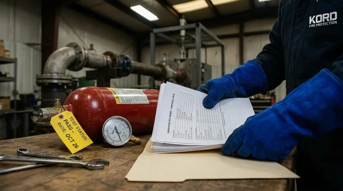 Compliance documentation for suppression cylinder hydrostatic testing