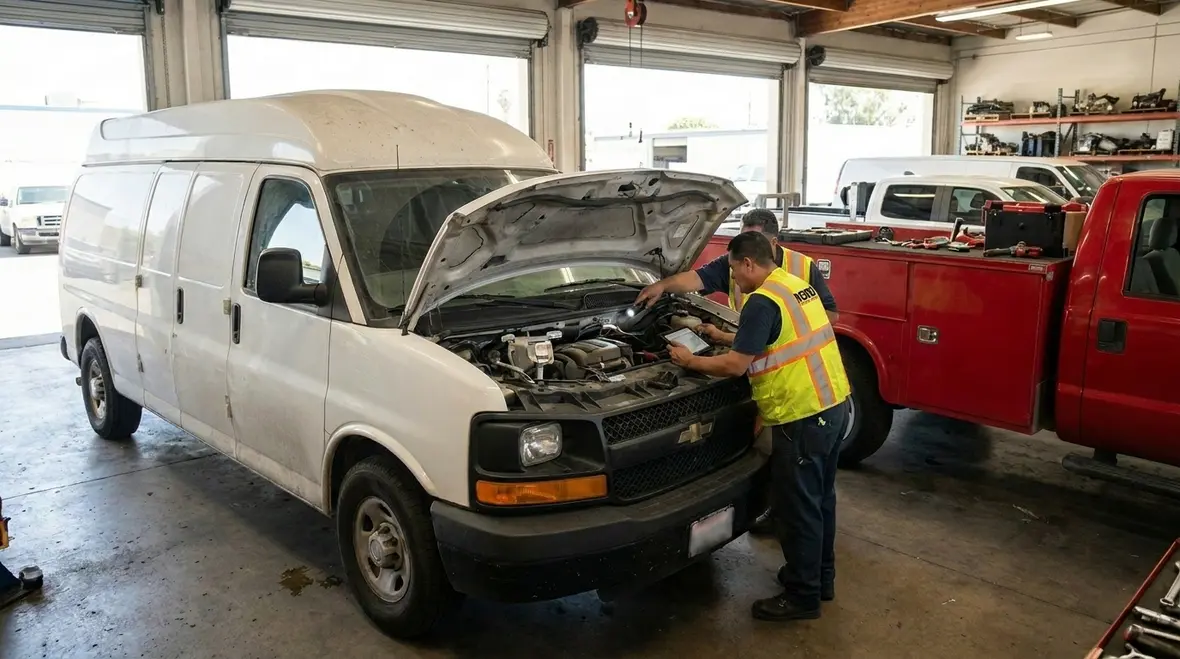 Fleet vehicle fire suppression service inspection in Southern California