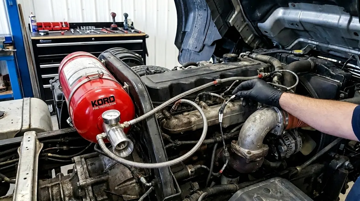 Vehicle fire suppression system installed by Kord Fire Protection