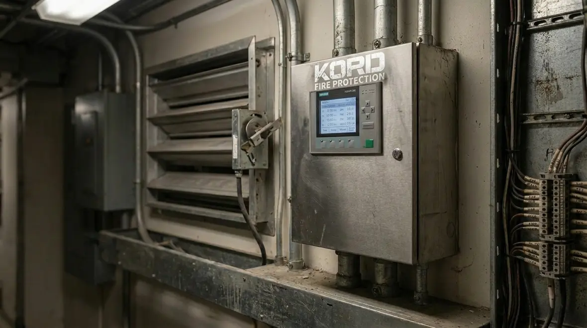 Engineers reviewing clean agent suppression options and enclosure conditions for a data hall