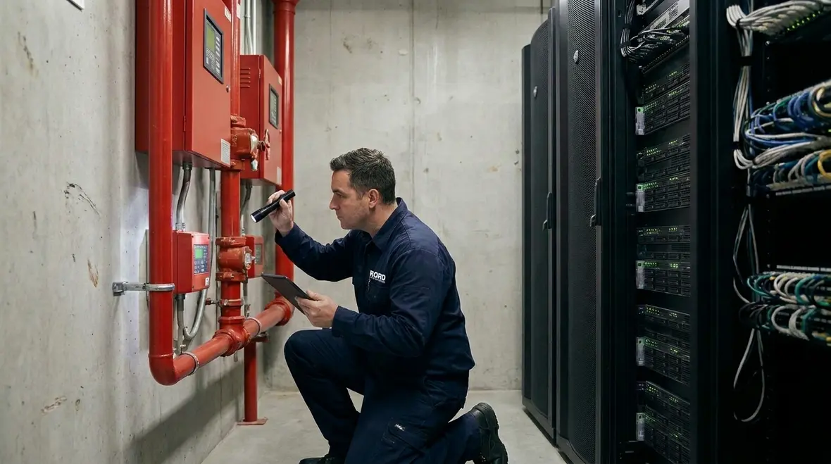 Commercial fire suppression benefits in a data and IT room
