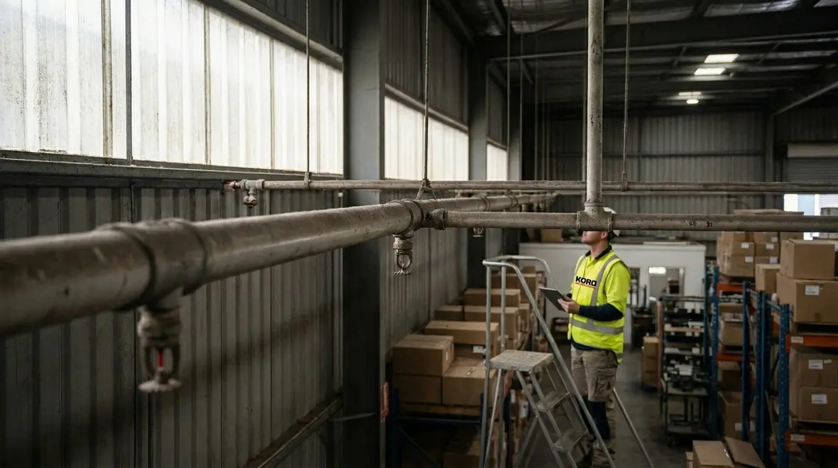Optimized commercial fire sprinkler piping in an industrial facility