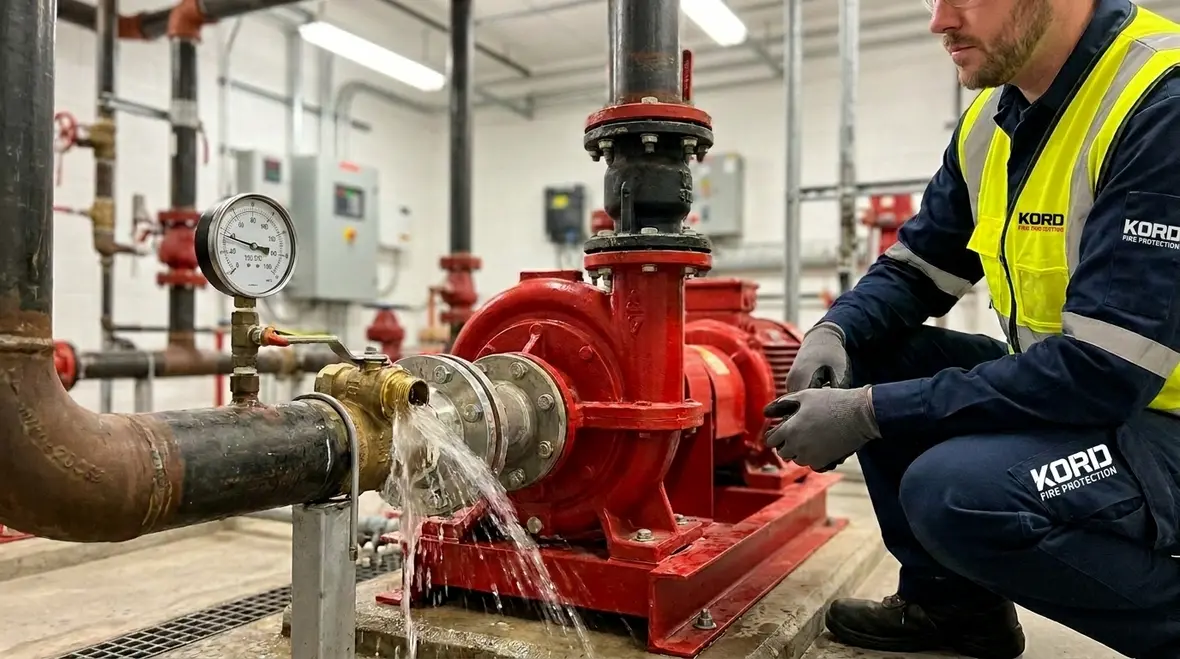 Commercial fire sprinkler water supply pressure testing and service