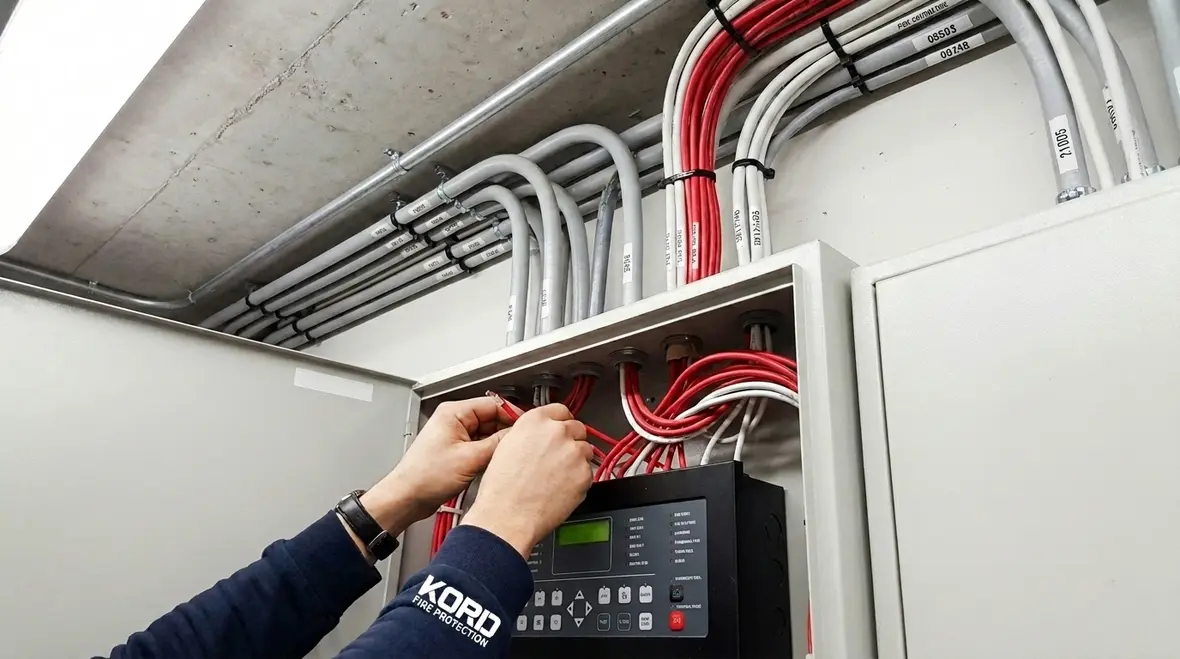 Commercial fire suppression system wiring in a modern facility