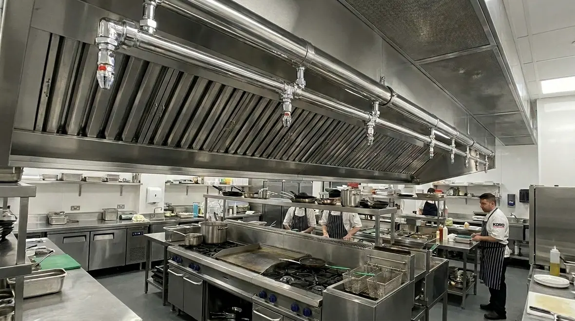 Commercial kitchen fire safety upgrades in a professional kitchen