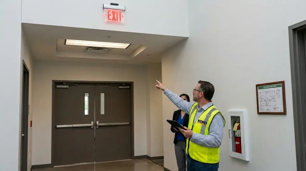 Emergency lighting supporting commercial fire safety and evacuation planning