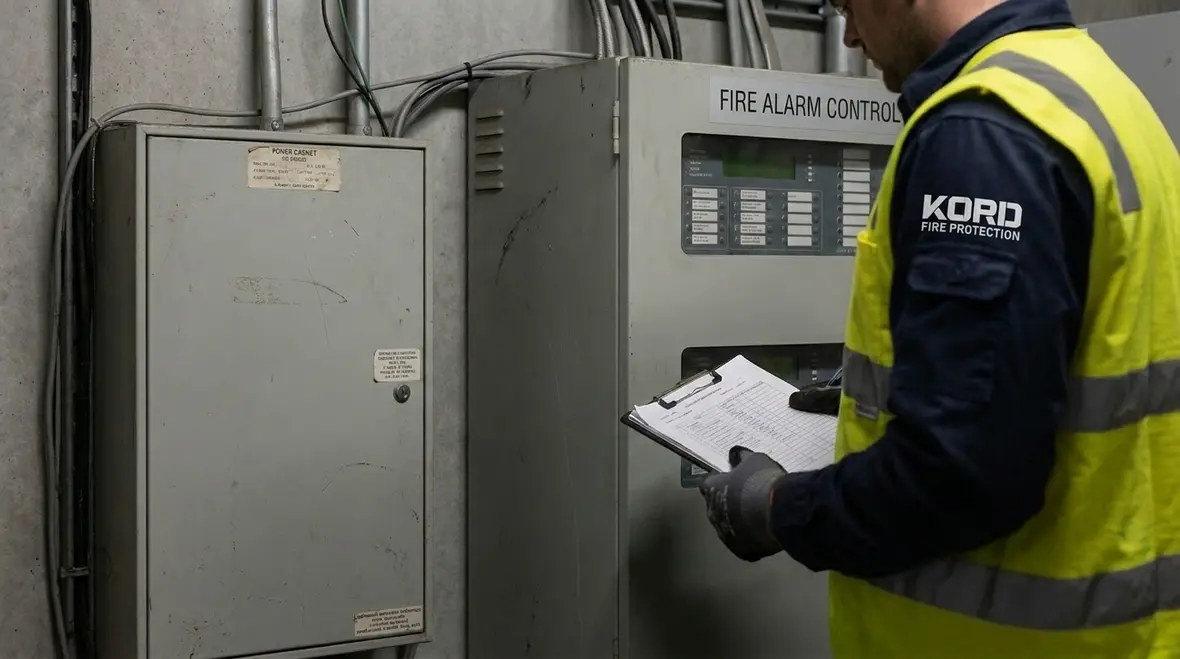 Commercial emergency fire alarm power supply equipment in a facility