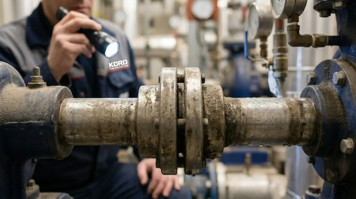 Fire pump leak and vibration inspection in pump room