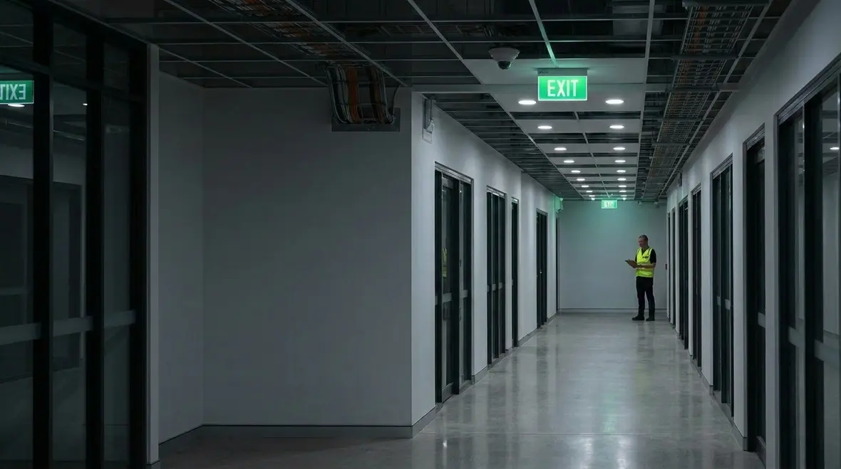 Emergency exit sign and lighting system in a commercial facility
