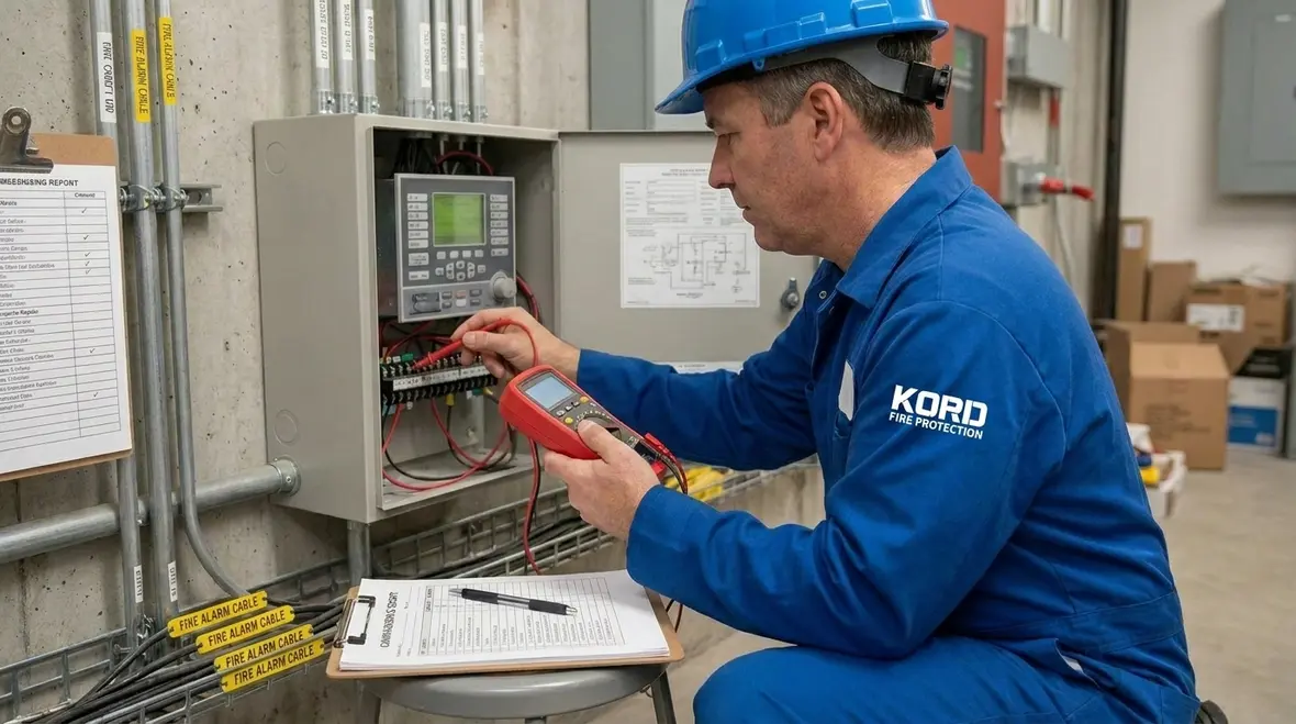 Secure fire alarm terminations and labeled wiring inside control panel