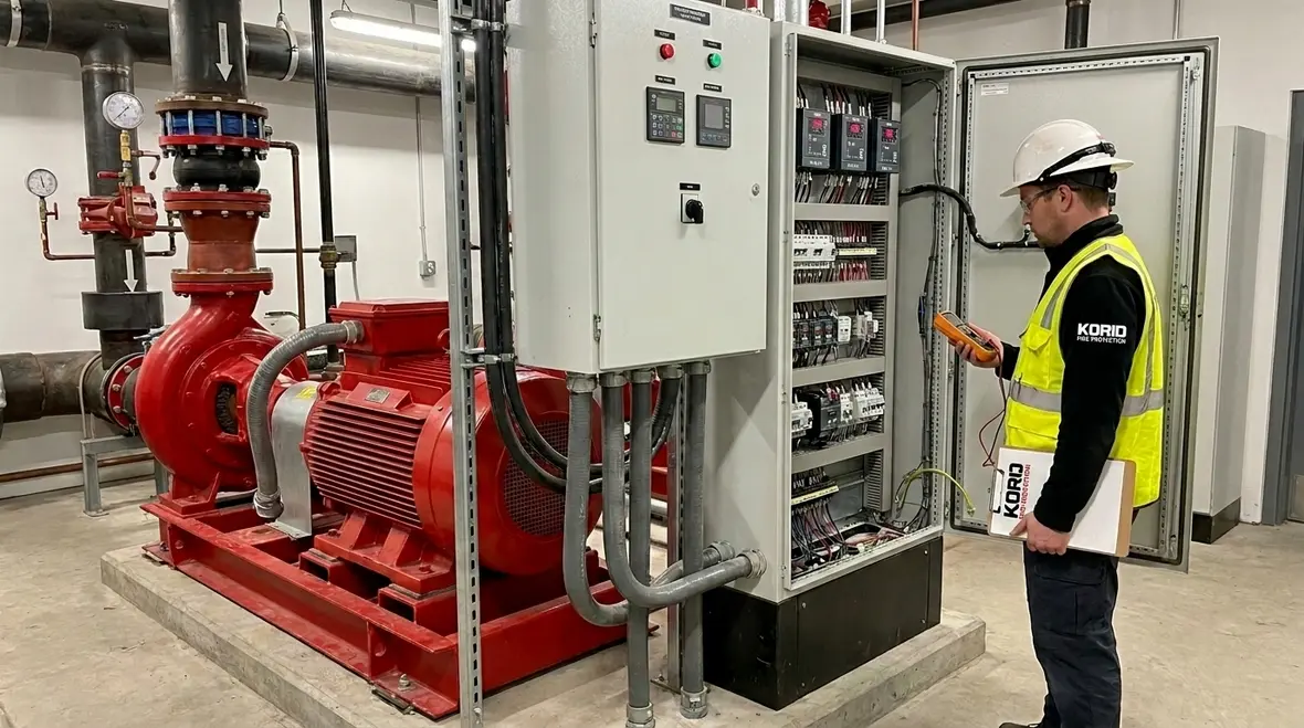 Industrial fire pump power system and controller setup