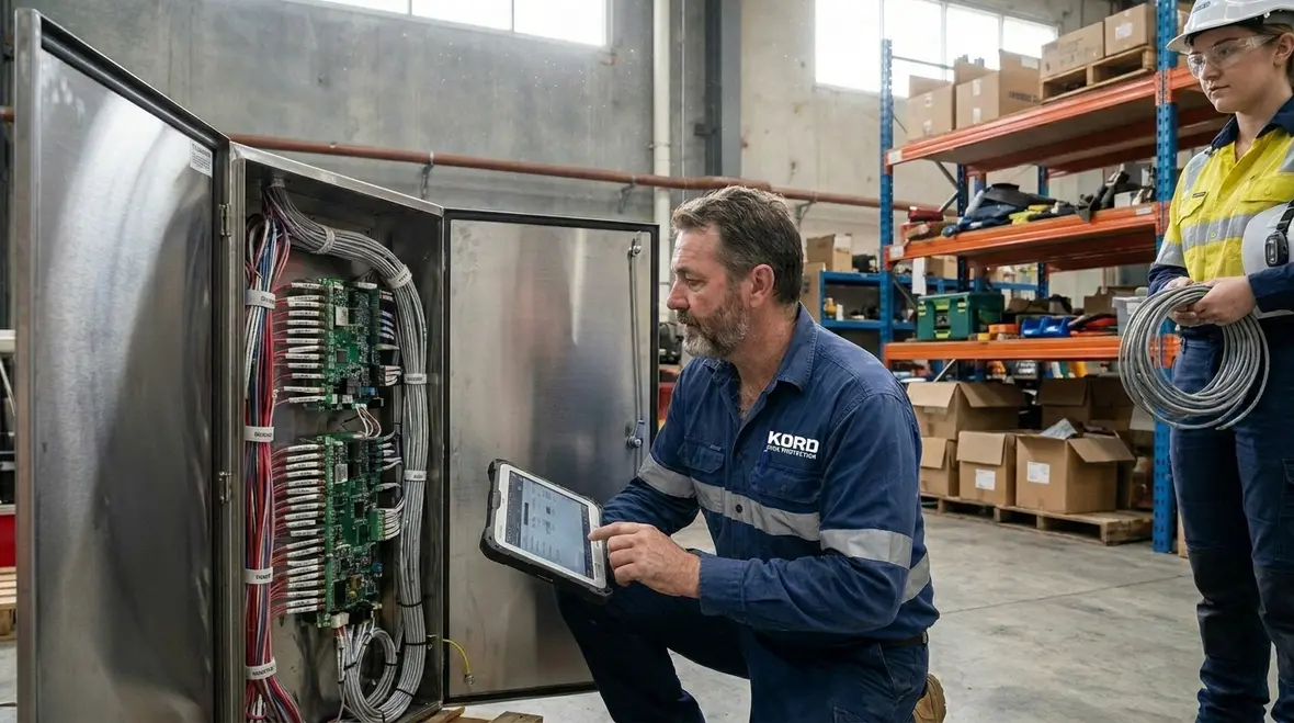 Facility managers testing zoned voice evacuation system performance