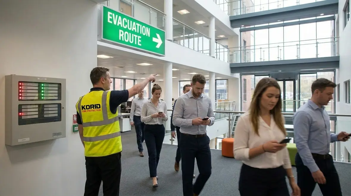 Commercial facility occupants following voice evacuation guidance