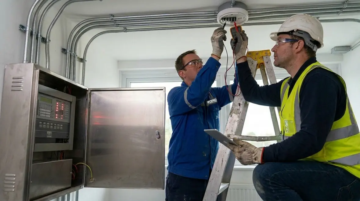 Integrated fire alarm suppression and control systems inside an industrial site