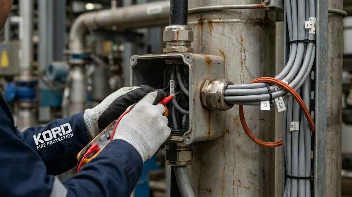Standpipe monitoring panel and wiring during maintenance testing