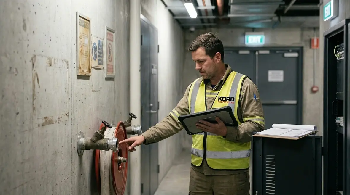 High rise standpipe valves and gauges being inspected for reliability