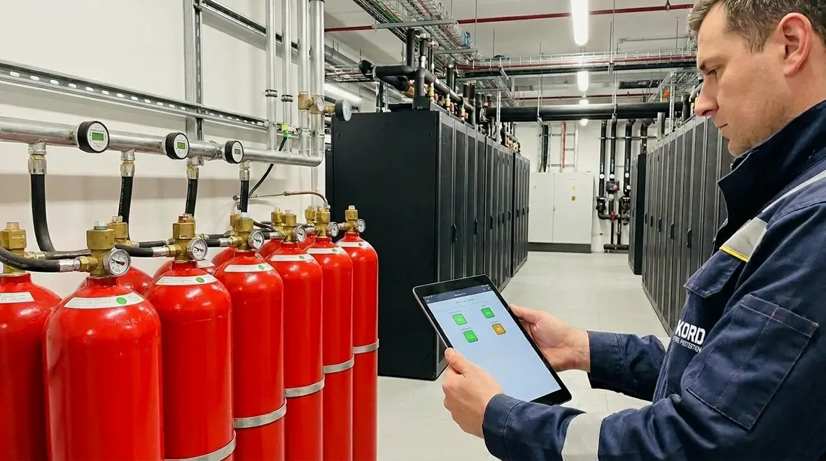 Predictive maintenance for automated fire suppression systems in a commercial facility