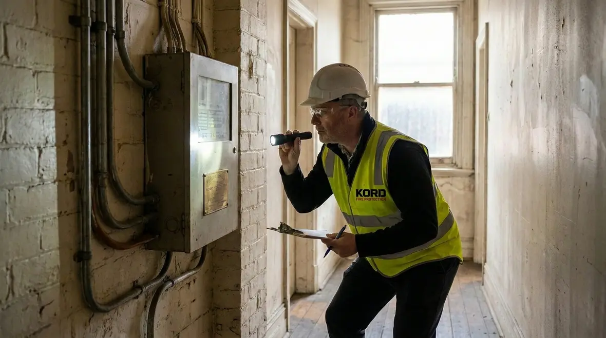 Legacy fire protection equipment assessment in a historic commercial building