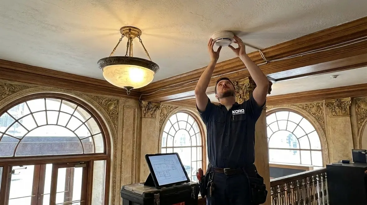Historic commercial building with upgraded fire protection systems