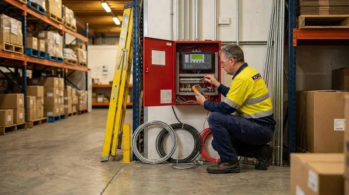 Fire protection maintenance and testing in a logistics warehouse