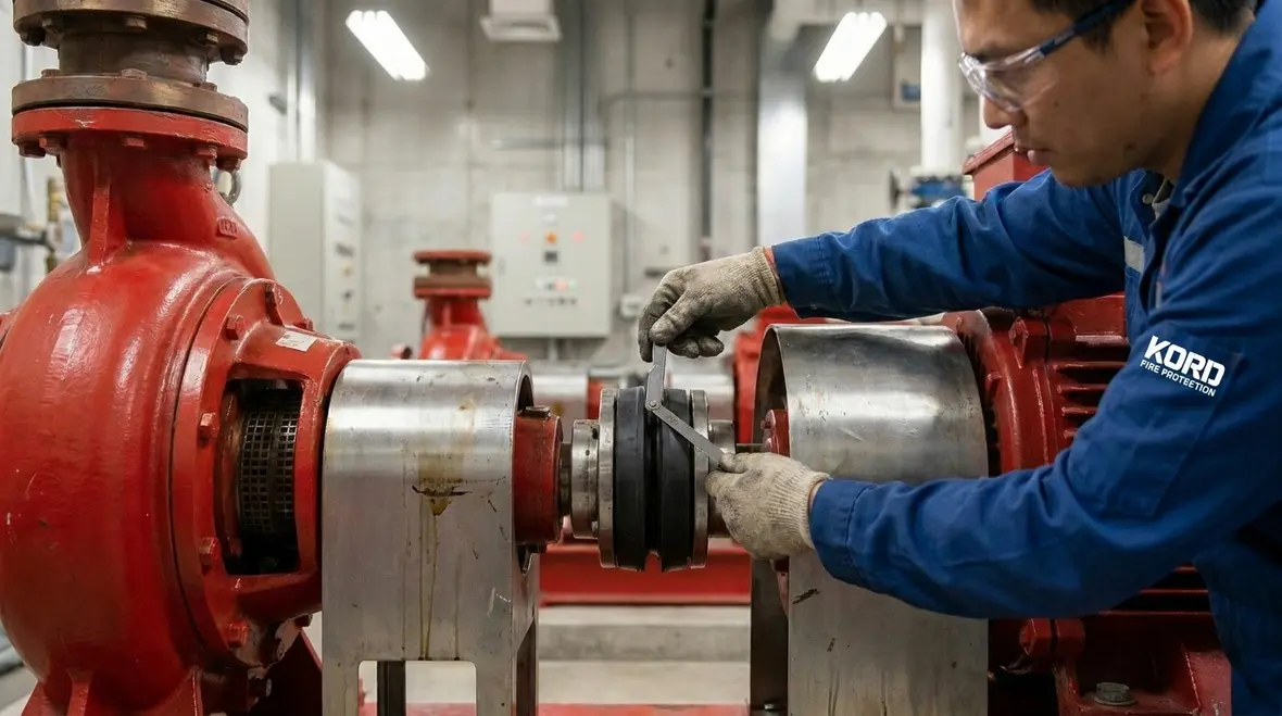 Commercial fire pump equipment and controller panel during power fault testing