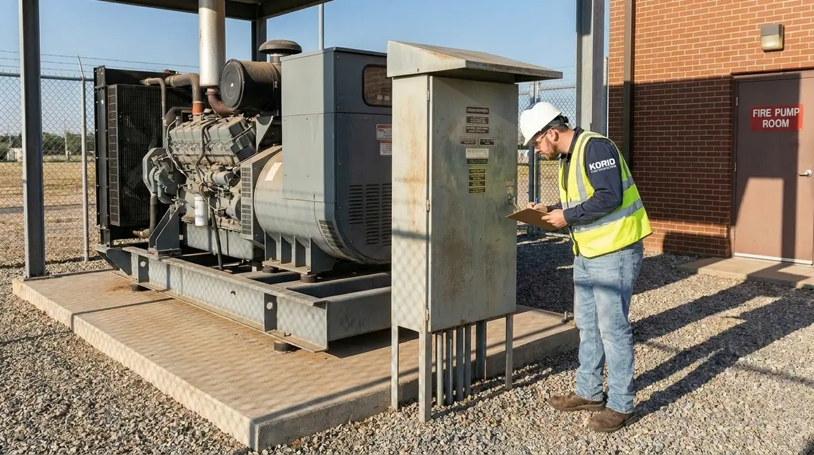 Commissioning and testing commercial fire pump power systems