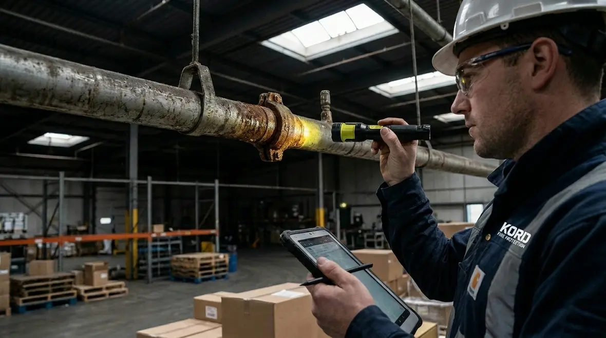 Commercial sprinkler riser and control valve assembly for reliability checks