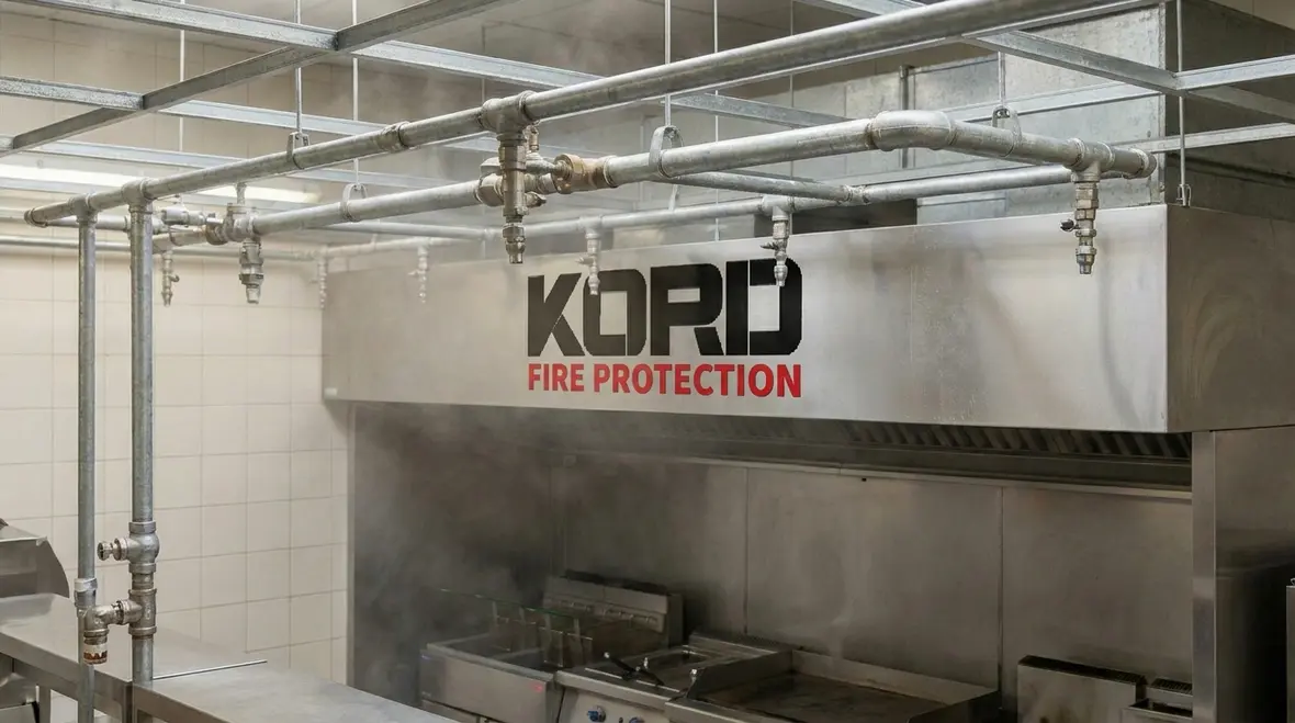 Detection line and nozzles for commercial kitchen suppression under a hood
