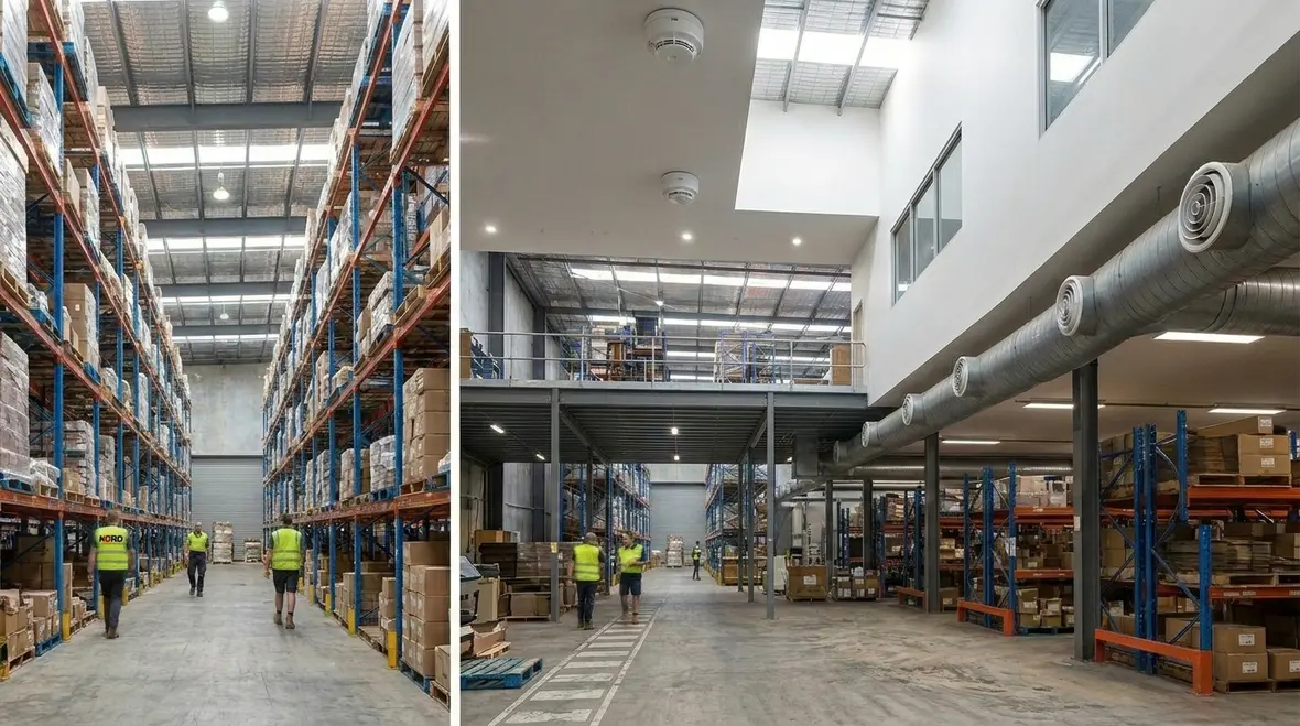 Warehouse smoke detection layout with airflow-aware placement