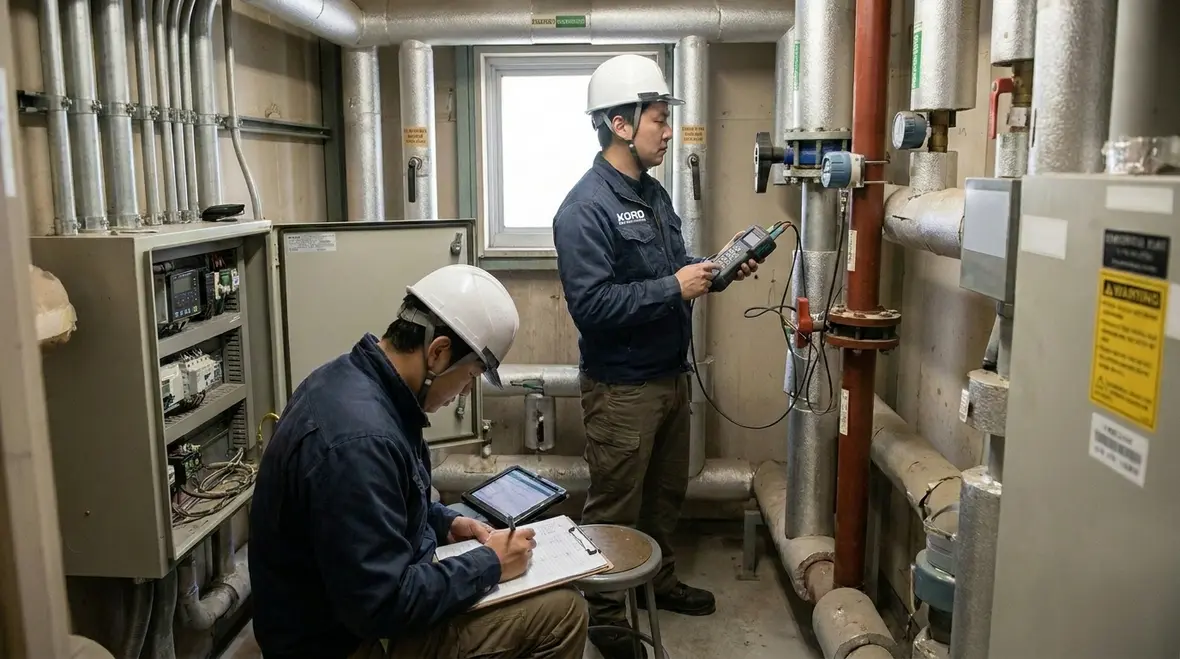 Commercial standpipe riser room with sensor and monitoring equipment