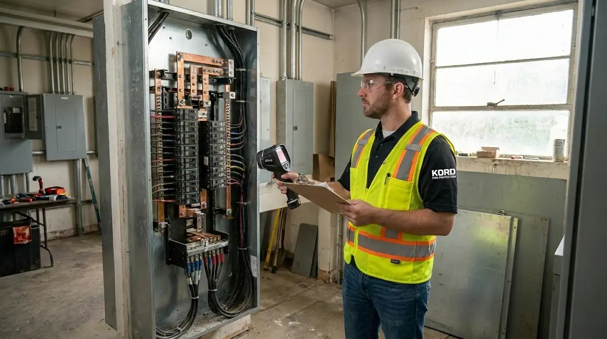 Commercial subpanel load management checklist and planning board in a facility