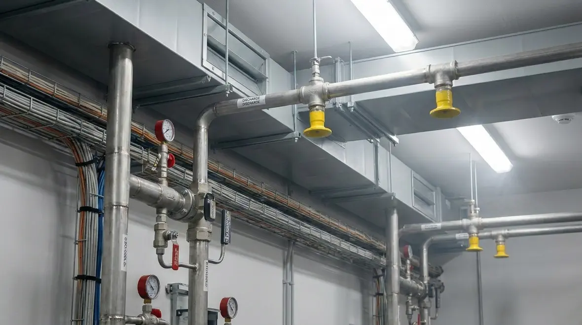 Clean agent cylinders and controls supporting data center fire suppression