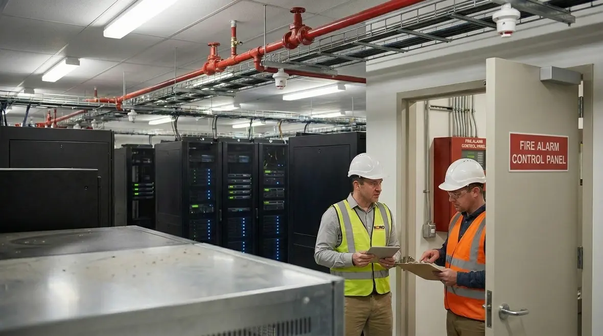 Fire protection planning integrated with data center electrical and cooling systems