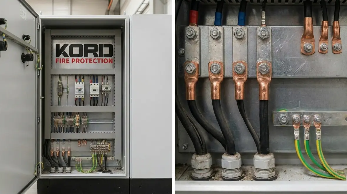 Technician optimising an electric fire pump controller in the field