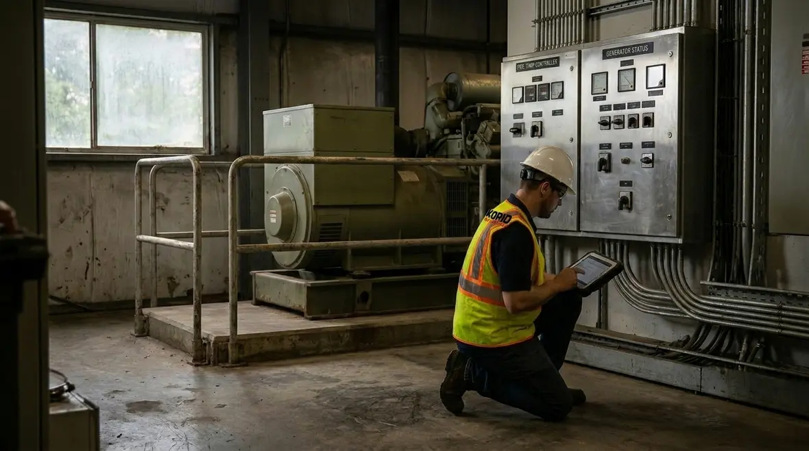 Fire pump generator sizing and outage coordination testing