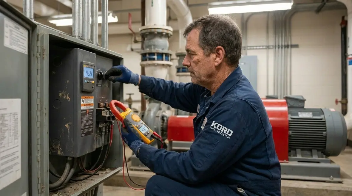 Fire pump power monitoring inside a control cabinet