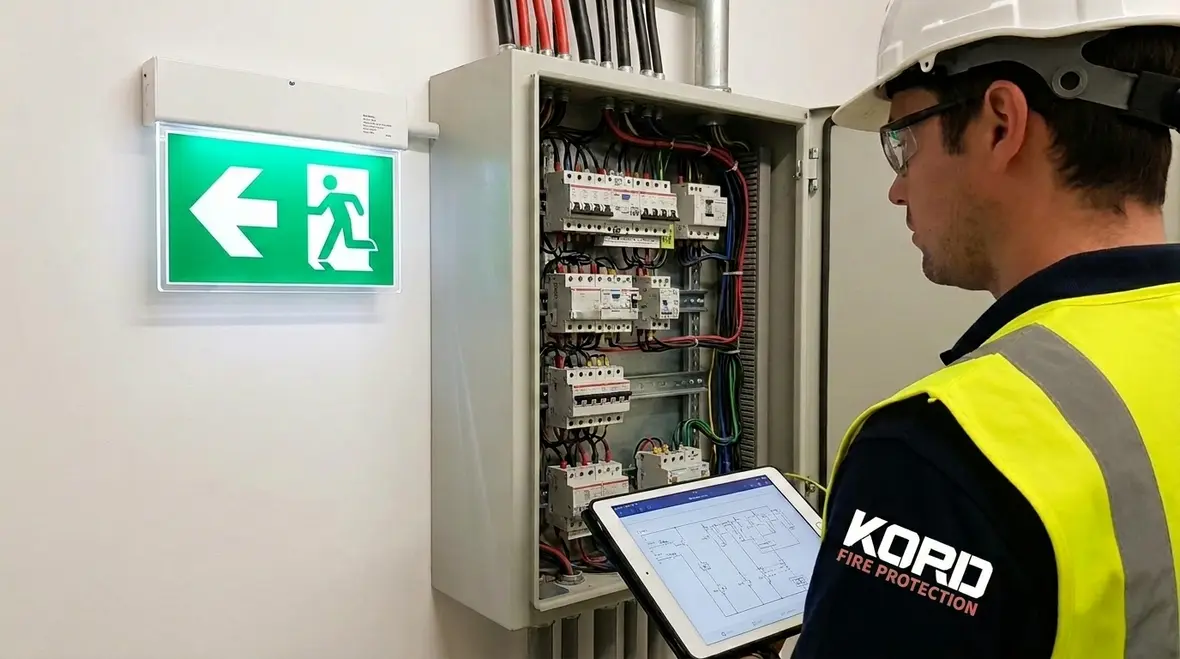Emergency lighting control integration with power distribution in a commercial facility