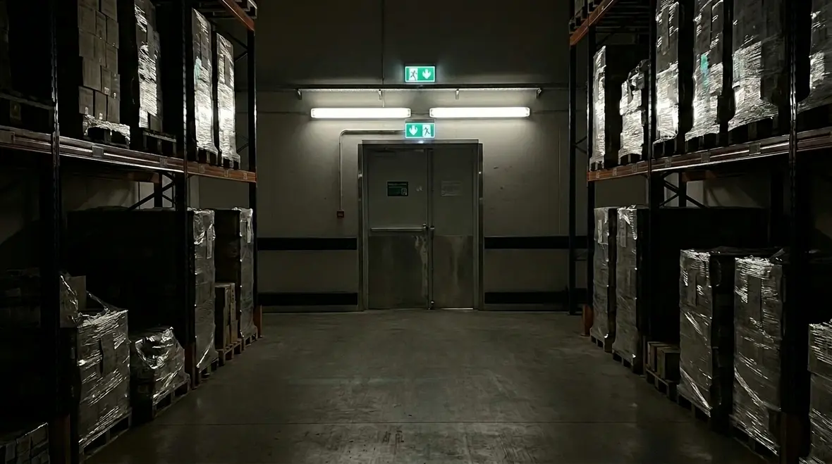 Emergency lighting fire safety strategy in a commercial egress corridor